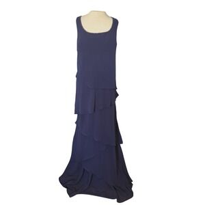 New Alyce Paris Eggplant Purple Tiered Chiffon Gown Dress‎ Size 20 Wedding Guest